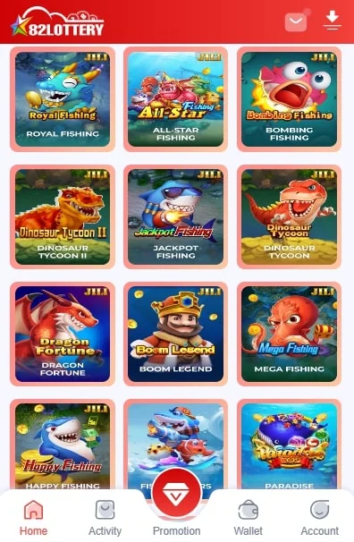 play fishing games on 82 lottery