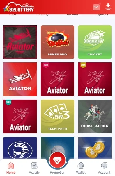 play aviator game on 82 lottery