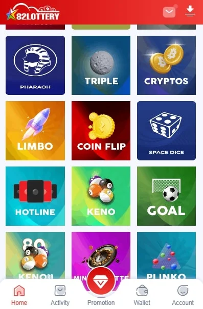 play mini games on 82 lottery